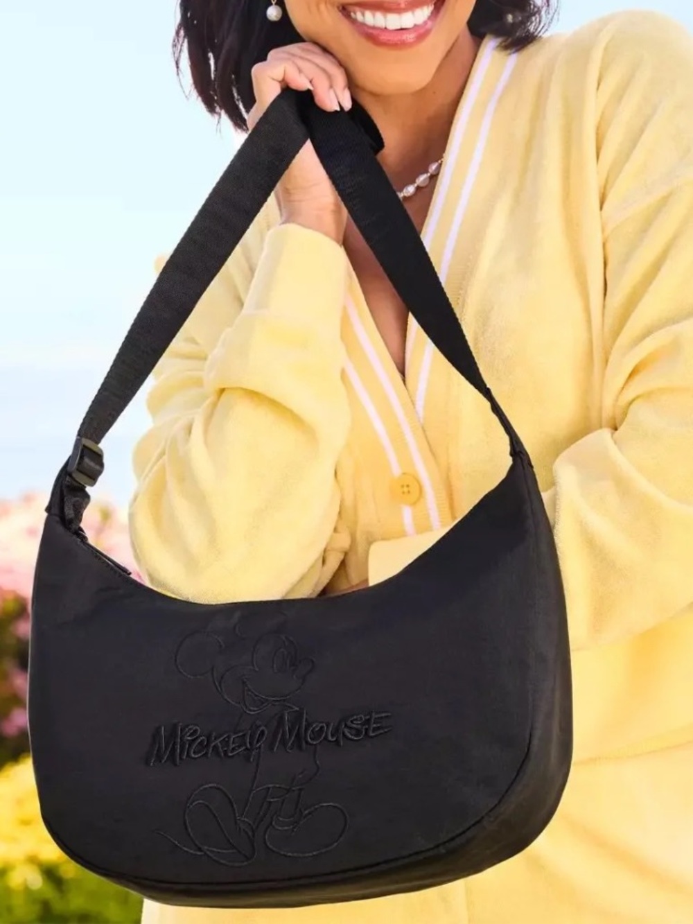 Disney Parks Mickey Mouse Embroidered Crescent Style Bag ♥️🐭